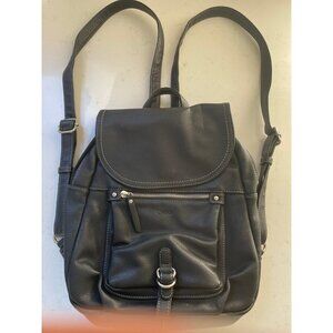 Gabor Genuine Leather Flap Black Mina Medium Backpack Bag 9.84"W x 12.6"H